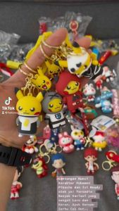 Gantungan Kunci Mobil Tas Pokemon Pikachu Eevee Karakter Lucu Keychain 3D Silikon