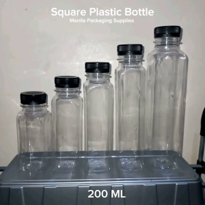 (100 pcs) - Square Plastic Pet Bottle  Food Grade Quality Empty Plastic bottle for business