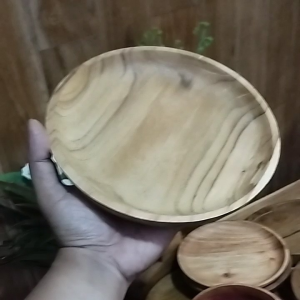 PIRING KAYU LIUK 20 CM/ PIRING MAKAN/ PIRING SAJI/ PIRING BUAH/ PIRING KOREA
