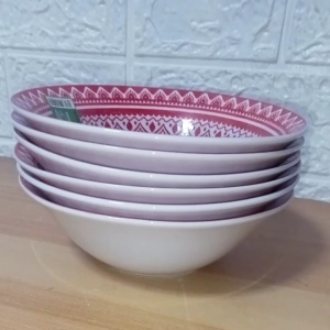 SET FOR 6 PIECES CERAMIC BOHEMIAN RED SALAD BOWL / SOUP BOWL / 6 INCHES / 1 PAX