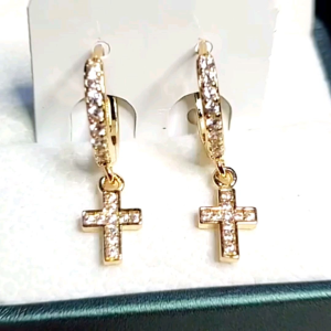 Xp.id - Anting Salib Rhodium Permata Zircon Anti Karat