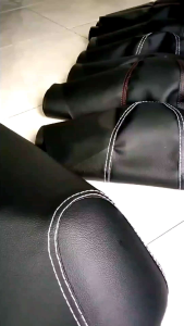 PROMO!! Kulit Jok Jeruk Jahit Kepala (JAHIT DEPAN) Ekonomis Benang Putih Hitam dan Merah Universal Motor Vario Beat Mio Scoopy Supra dan bebec lain sarung kulit jok hitam polos jahit kepala terlaris