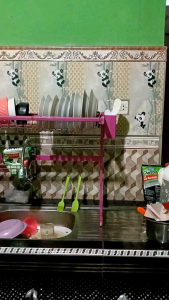 Rak cuci piring wastafel/rak piring serbaguna uk 65cm warna pink powder coating terbaru