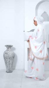 Mukena Dewasa Bordir Musim Bunga Katun Premium Renda Mewah Jumbo Series Aurelia