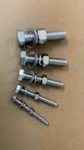 น็อตแสตนเลสเกรด 304 หกเหลี่ยม พร้อม แหวน+สปริง+ตัวเมีย สเตนเลส 304 เกลียวมิล Hexagon Bolt SUS304