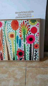 Lukisan Bunga Abstrak Cantik dengan Warna Cerah & Gelap & Frame FUTURE ART PAINTING