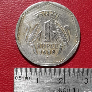 Koin India Koleksi kuno 1 Rupee Tahun 1988 BEKAS