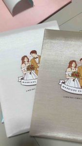 แฟ้มทะเบียนสมรส ผ้าไหม ลายมินิมอล บ่าวสาว