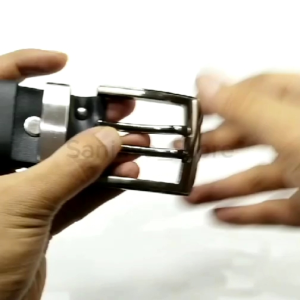 IKAT PINGGANG KULIT SAPI PRIA MODEL JARUM GANDA TALI SABUK SELAPIS - HITAM/COKLAT BRANDED TERBARU