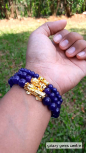 Gelang Manik Manik Amethyst Crystal Bracellet Pixiu Emas