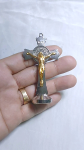 St. Benedict Silver Gold Metal Medal Cross for Protection Against Evil For Cars or Wherever