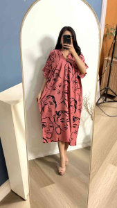 Ashilla Dress Casual Rayon Super Busui Bumil Resleting Depan Daster Jumbo