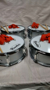 Kessler Sports in Style Marching Snare Drum 13 x 5 Inches Metal BLUE SILVER and RED Class A quality  model xb 1330 set of 4s WHOLESALE per box