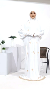 Mukena Terusan Dewasa Bordir Tabur Ameera Terbaru Mukenah Lajuran Rayon Twill