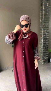 Gamis Set Hijab Jetblack x Ceruty Mewah