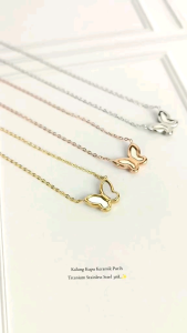 KALUNG TITANIUM WANITA LIONTIN KUPU KUPU TERLARIS ANTI KARAT 3 WARNA