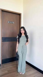 GAURA ONE SET / SETELAN CELANA PANJANG RIB / ATASAN + BAWAHAN CELANA