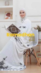 Mukena Lajuran 2-1 Motif Lukis Bunga Bahan Santung Samitex Adem Tidak Nerawang Termurah Terlaris