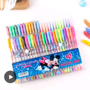 💥Ready Stock💥48 color Glitter Pen free refill+colouring📙48色闪光笔+水粉笔+荧光笔+金属笔 付送笔芯+填色本