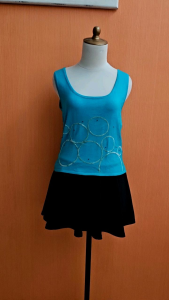 NEW atasan wanita biru tosca GUESS cewek M L blouse kutung santai cute