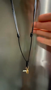 สร้อยพระเชือกคอตตอนเงา พร้อมห่วงและตะขอก้ามปูสแตนเลส เชือกปรับสั้นยาวได้