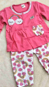 Setelan Piyama Bayi Perempuan Mulai Usia 3-12 bulan Motif OWL Pelangi Lengan Panjang