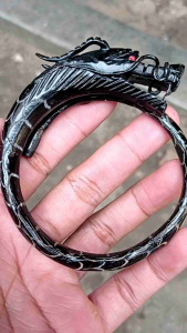 GELANG AKAR BAHAR HITAM UKIR NAGA KUALITAS LENTUR