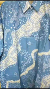 Couple kemeja batik ayah dan anak laki laki katun premium warna baby blue