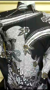Motif Baru Kemeja Batik Couple Ayah & Anak Laki-Laki Katun Premium Lapis Furing Warna Hitam Nude