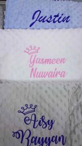 Selimut Sulam Nama | Embroidery Name Blanket Baby | Hadiah Baby | Newborn Baby Gift |