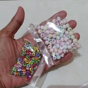 Mote Huruf Bulat Pipih/Bulat 8mm