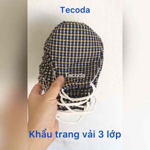 Combo 5 Cái Khẩu Trang Vải Chống Nắng 3 Lớp Kẻ Nhỏ Thoáng Khí và Mềm Mại