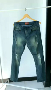 Celana Jeans Sobek Pria Panjang Stretch Melar Denim Tebal Slimfit Size S-XL