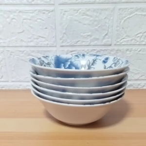 Set for 6pieces Floral Blues 6inches round 2inches height soup bowl or salad bowl / small or 1pax serving