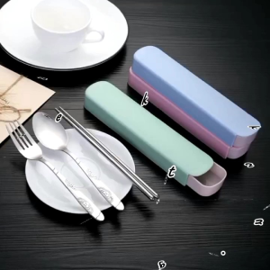SET ALAT MAKAN 3 IN 1 SENDOK GARPU SUMPIT STAINLESS STELL PORTABLE FREE BOX