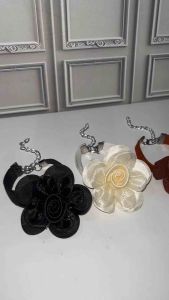 Nilou Lotus Flower Velvet Bracelet Gelang Choker Bludru Bunga Teratai Party Silk Satin Organza Handmade Fashion