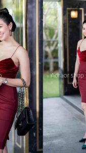 Delisya.id-Harumi Dress Midi Drafery Bodycon Tanktop Dress 804 Dress Sepan Midi Drafery Bludru Scuba