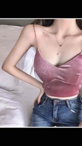 Delisya.id-Olyn Atasan Bludru TankTop Bludru Korean Velvet
