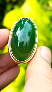 Cincin Batu Akik Green Chalcedony Jumbo