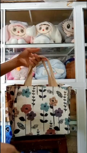 Túi hộp xách tay vải in hoa nhỏ gọn tiện lợi