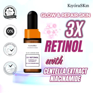 KiyoraSKin SERUM GLOW & REPAIR SKIN 3X RETINOL CENTELLA EXTRACT dengan NIACINAMIDE ACNE DARK SPOT ANTI AGING