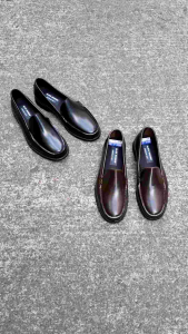 Alex Shoes A-113 Mens Real Cow Leather Shiny Finish Water Resistant Slip On Loafers Minimalist Style Marikina Made