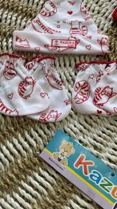 Seri MERAH CABE - 3 Set Kupluk Sarung Tangan dan Sarung New Born Bayi Baru Lahir New Born