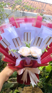 Buket Kosongan Kombinasi/ Kerangka Mix Isi 10 Lembar Uang/ 5 Stik Snack/Kopi/Foto Praktis Tinggal Isi Size Medium Kado