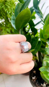 Nhẫn Nam Vàng Trắng Ngầu Đẹp Nhẫn Nam Đính Đá Cao Cấp Không Phai Tặng kèm hộp Lokalo - Đeo Dự Lễ Tiệc Uống Cà Phê Rất Sang 19.03.24