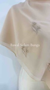 BAWAL SULAM BUNGA TULIP BIDANG 45 EMBROIDERY TUDUNG BAWAL COTTON VOILE TULIPS SULAM