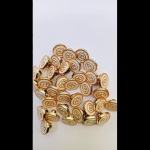 100 pcs kancing Jamur / Kancing Baju motif Chanel Hitam putih gold 11 mm
