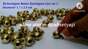 Krincing kuningan no1 ( D1.7cm x 2.4cm ) Lonceng Bulat 01 Bel lonceng mini kecil termini Klinting Krincingan Kuningan antik gongseng jaranan barong kalung kucing mainan anjing