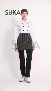 Apron Celemek Chef Koki Bakery Waiters - Model Mini - Motif Salur