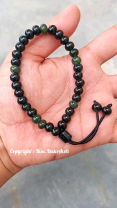 Gelang Tasbih Batu Giok Black Jade Original Asli Aceh Bulat Full Tembus 33 Butir